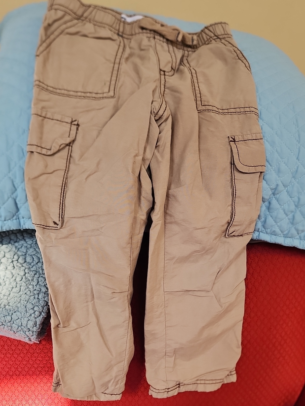 3T Vintage Epic Threads Pull-on Knit Lined Tan Cargo Pants with Utility Pockets
